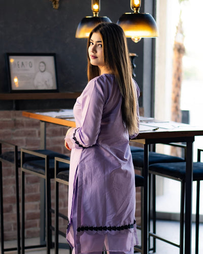 Haiza Lavender Stitched 2 Pc Co-Ord Set