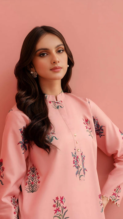 Pink Printed - 2 Pc Stitched Co-Ord Set