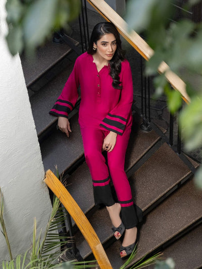 Dyed Color Block Viscose Cotton Co-Ord Set